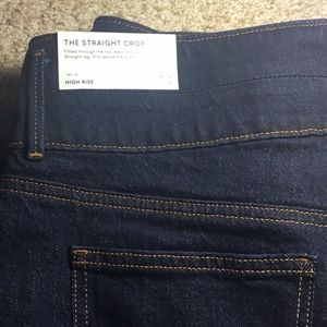Ann Taylor dark wash straight crop jeans